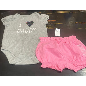 Baby Gap Girls Matching Set 3-6 Months Gray Pink I Love Daddy